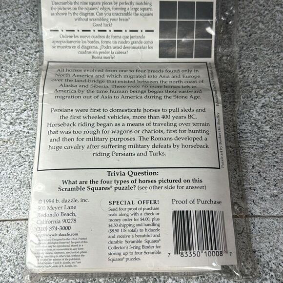 b. dazzle 1994 Vintage Scramble Squares Horses NIB - Picture 4 of 4